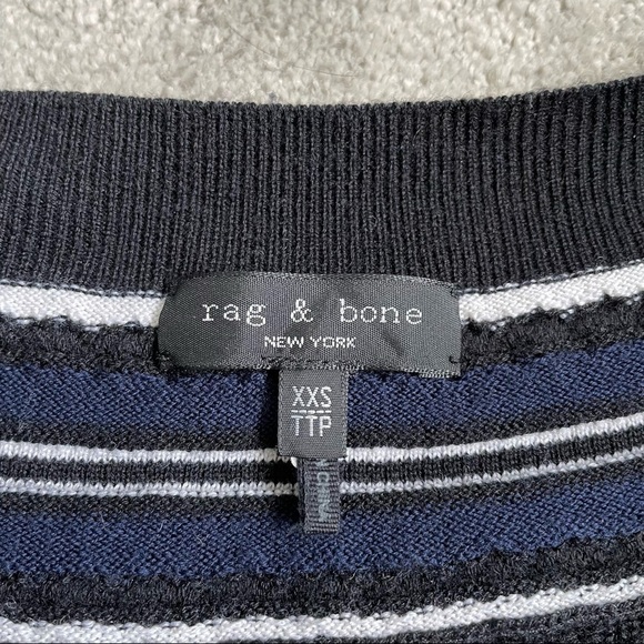 Rag and Bone Dianna Black Merino Wool V-Neck Oversized Midweight Sweater EUC XXS - Picture 10 of 12